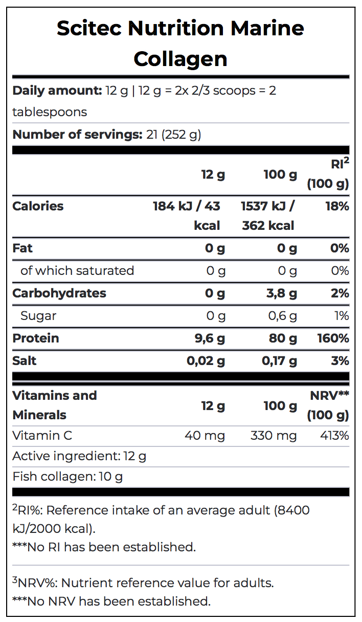 Scitec Nutrition - Marine Collagen Supplement Facts